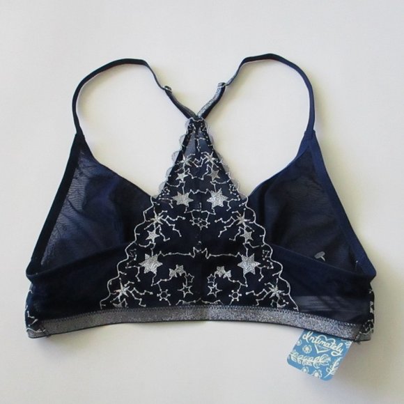 Free People Luna Bralette Navy Silver Stars Size S - Picture 2 of 7